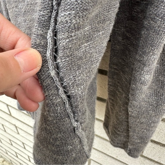 Eileen Fisher Gray Organic Cotton Linen Cardigan Sweater Button Up Exposed Seams - Picture 7 of 8